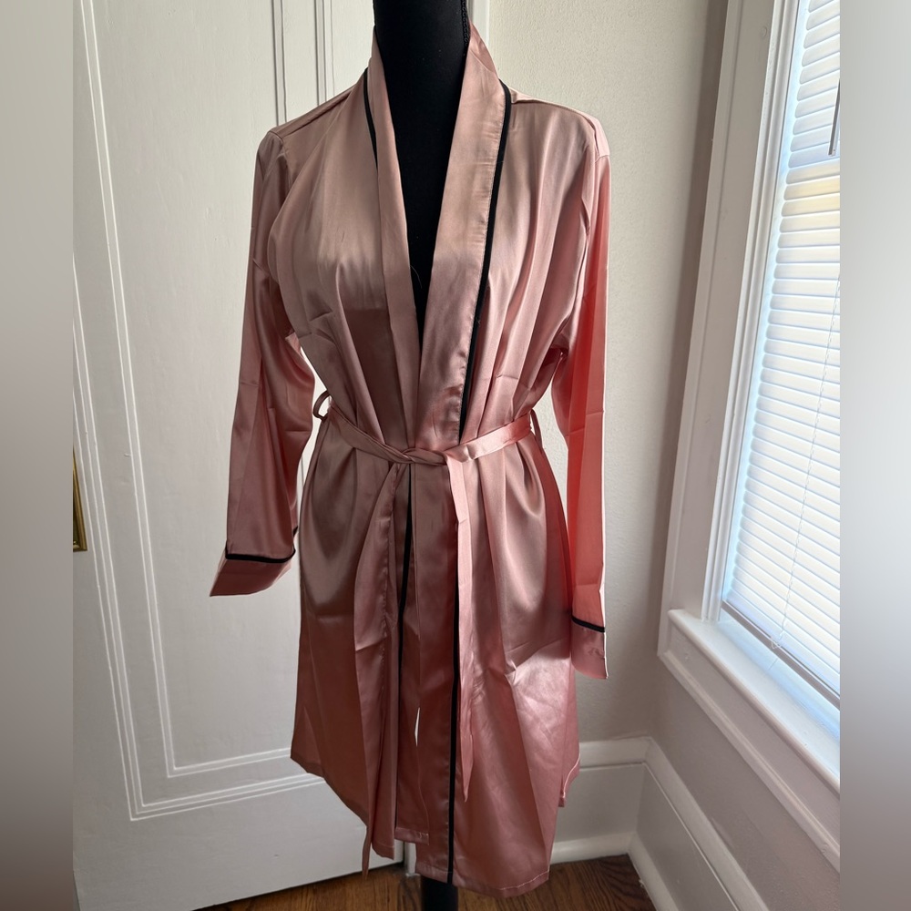 Elegant Pink Satin Robe